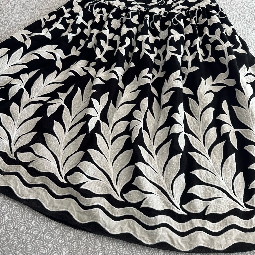 Anthropologie + Plus Embroidered One Shoulder Midi Dress Black White Size 20W - Picture 12 of 14